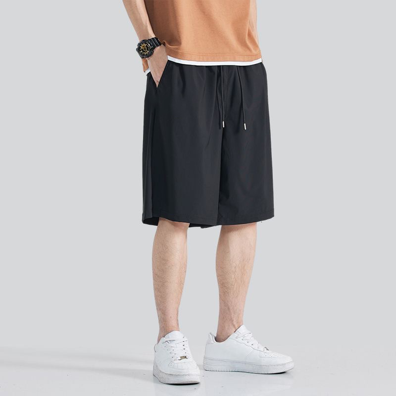 2025 New Designer Men Shorts Casual Summer Thin Sports Length Loose Fat Black Ice Silk Five Quarter Men Pants Shorts