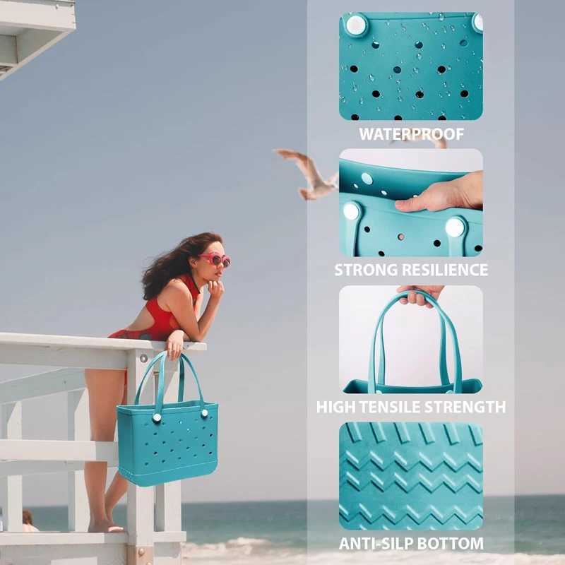 Fashion Beach Bag Rubber Waterproof Basket Large Capacity Summer Storage Shoulder Handbag Kid Beach Bogg Bag