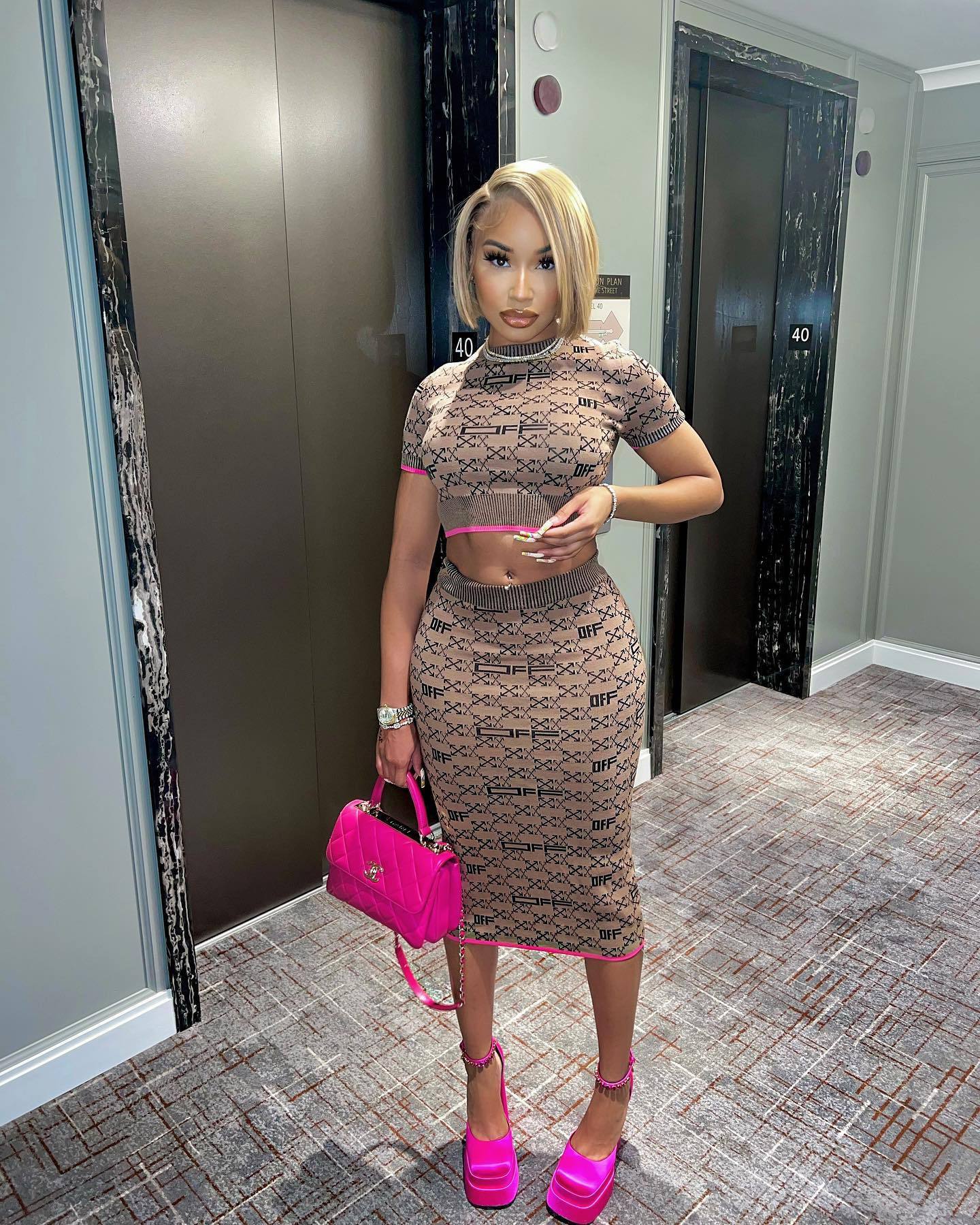 2025S Designer Women S Set K S Half Skirt Short Sleeve Printed Set