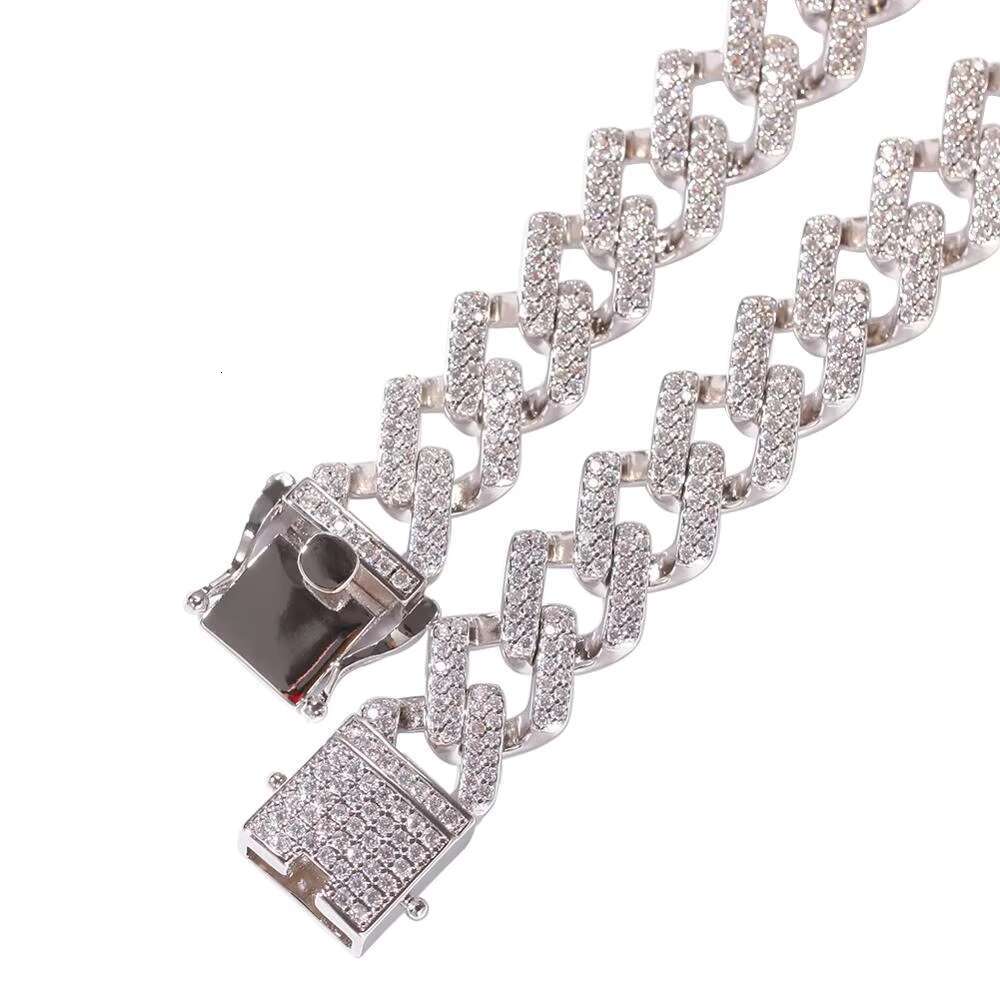 Sier plated gold-plated brass ice out AAA CZ micro dense zircon Miami necklace chain bracelet for men and women
