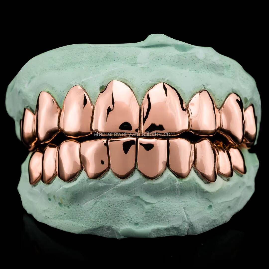 Factory Custom Women Men Hiphop Top Bottom 2 4 6 8 10 Real S925 Plain Silver 10K 14K 18K Solid Filled Gold Grillz for Teeth