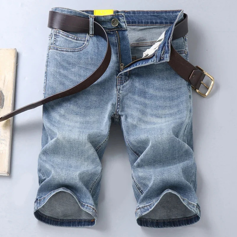 Stretch Thin Bermuda Mens Cotton Denim Jeans Knee Length Soft Ropa Hombre Shorts 250409