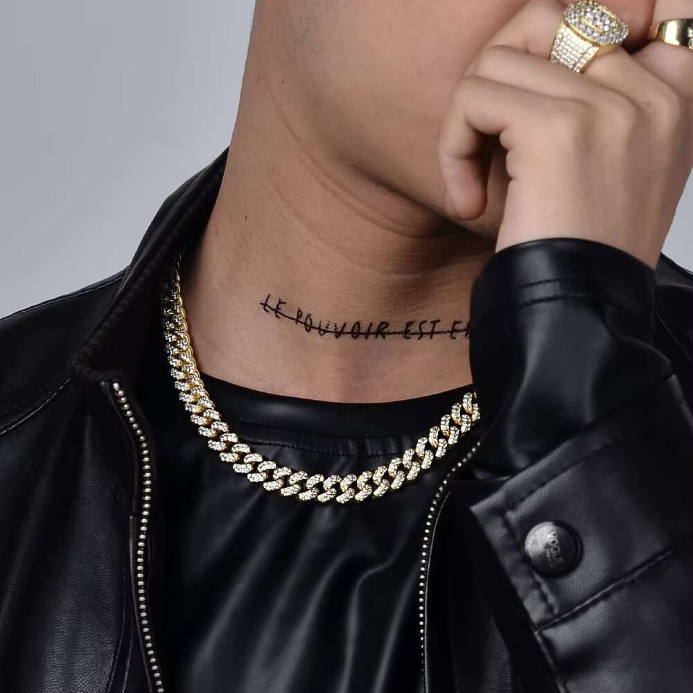 Hip Hop New Fashion Rapper Jewelry Man Full Rhinestone Cz Miami Iced Out Cuban Link Chain Necklace