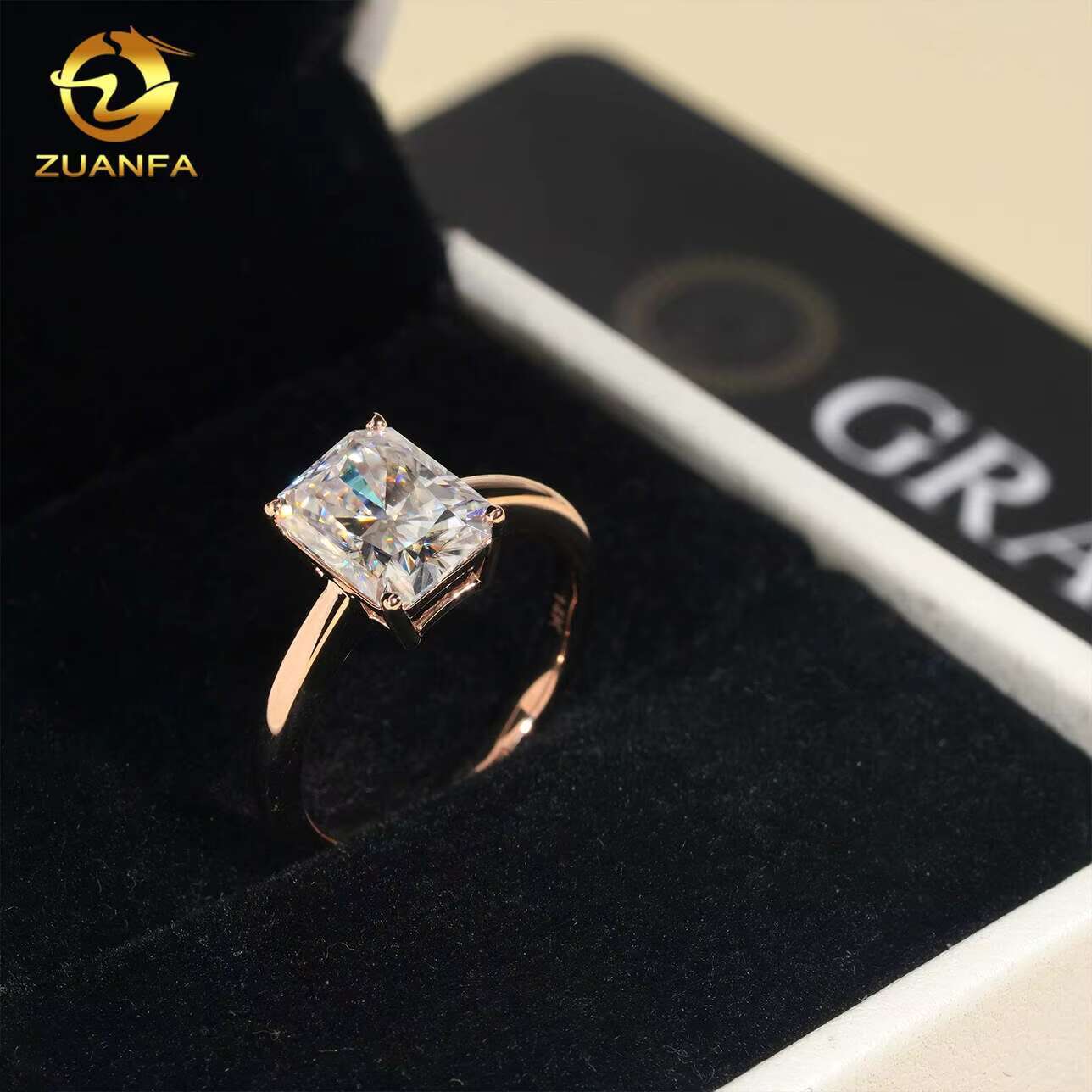 Hand Made Radiant Cut 3CT 14k Gold Engagement Moissanite Diamond Women Luxury Wedding Rings