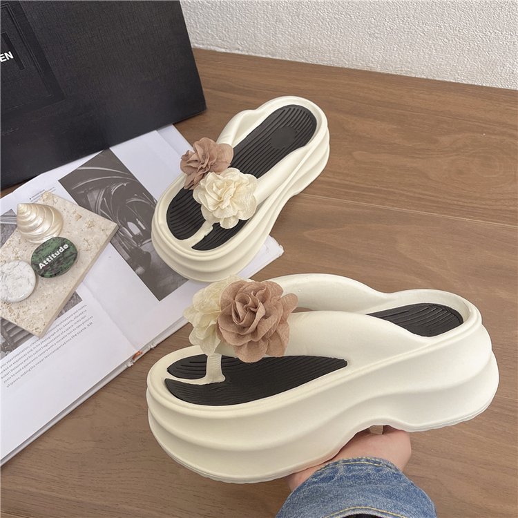 Women's 2025 summer new super soft platform flip-flops platform flower beach shoes flip-flops flip-flops for external wear