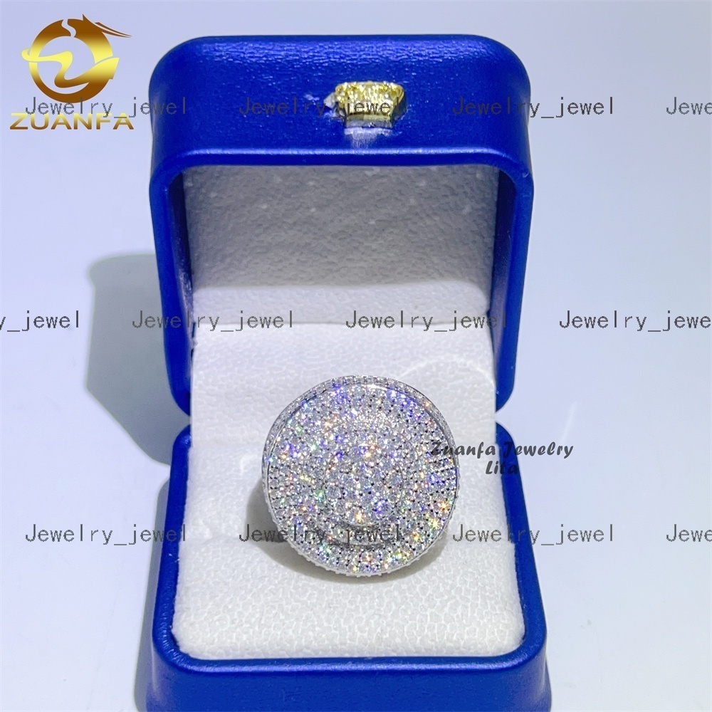 Custom Luxury Big Hip Hop Rapper 925 Sterling Silver Vvs Moissanite Iced Out Men Diamond Ring