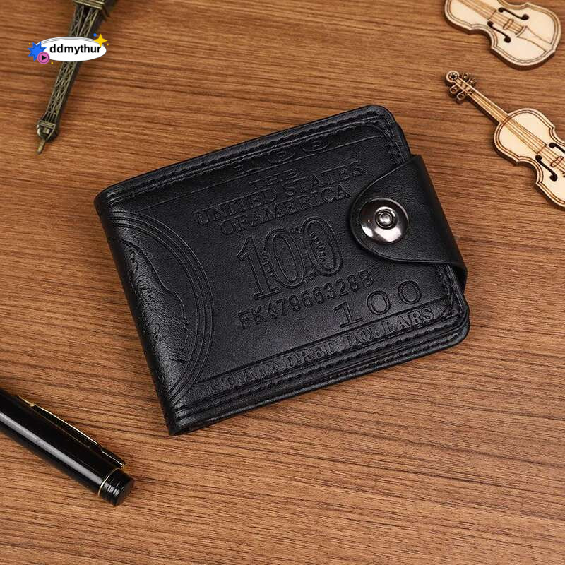 Male Leather Walet Photo Card Holder Fashion Large Capacity Wallet Purse Bag Men's Wallets With 100 US PatternWallet ddmythur