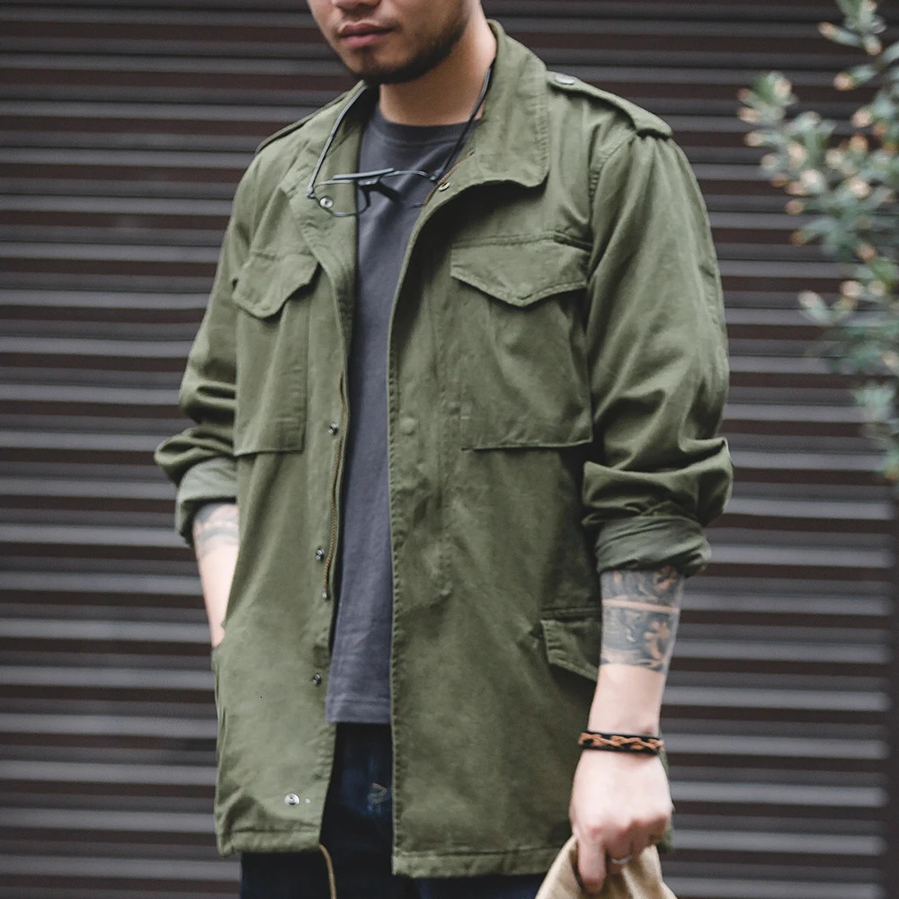 Maden retro M65 mens jacket green outdoor windproof casual solid multi pocket 250409