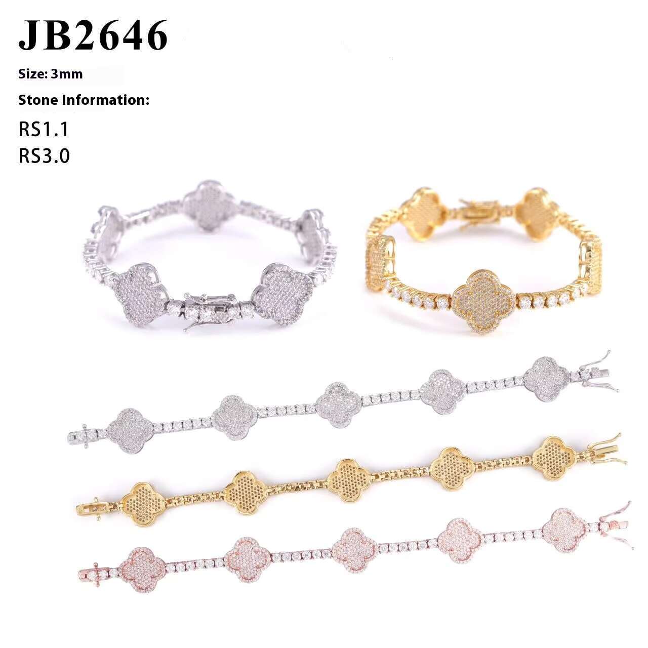 925 Sterling Silver Luxury Tennis Bracelet New GRA Certified Moissanite 3mm/4mm Elegant Clover Bangles