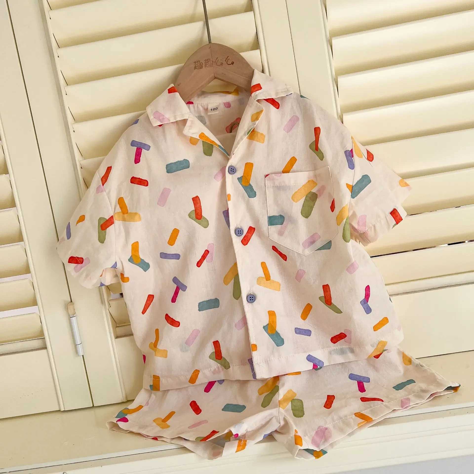 5506 Brothers and Sisters Clothes 2025 Summer New Pure Cotton Boys Suit 1-10 Year Baby Girl Dress Fashion Clothes S2548