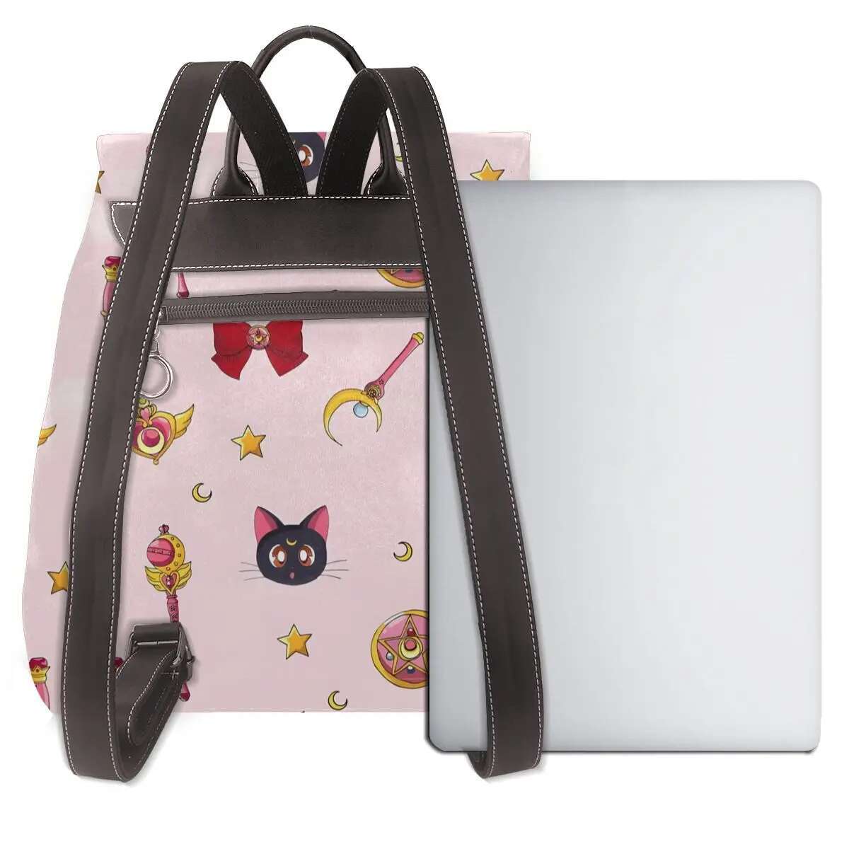 New Women's Multifunction Sailor-Moon Backpack Casual Leather School For Girls Fashion Travel Shoulder Bag