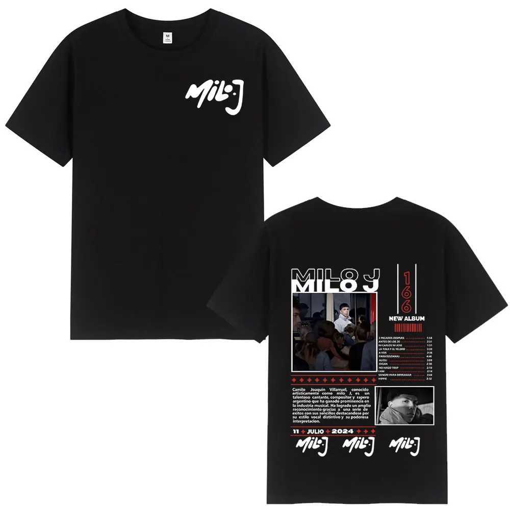 Rap singer Milo J 166 album Merch T-shirt mens fashion hip-hop T-shirt cotton casual ultra-fine short sleeved T-shirt street clothingXJ250409