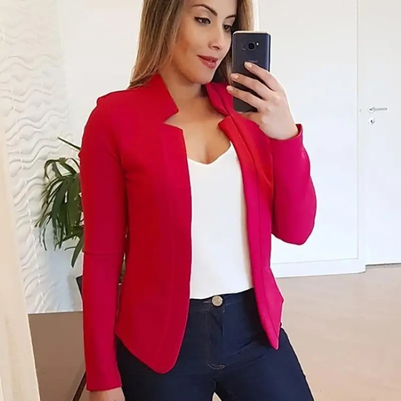 2025 Womens Thin White Blazer Summer Autumn Slim Fit Long Sleeve Open Stitch Office Coat Tops Black Ladies Fashion Outwear 250409