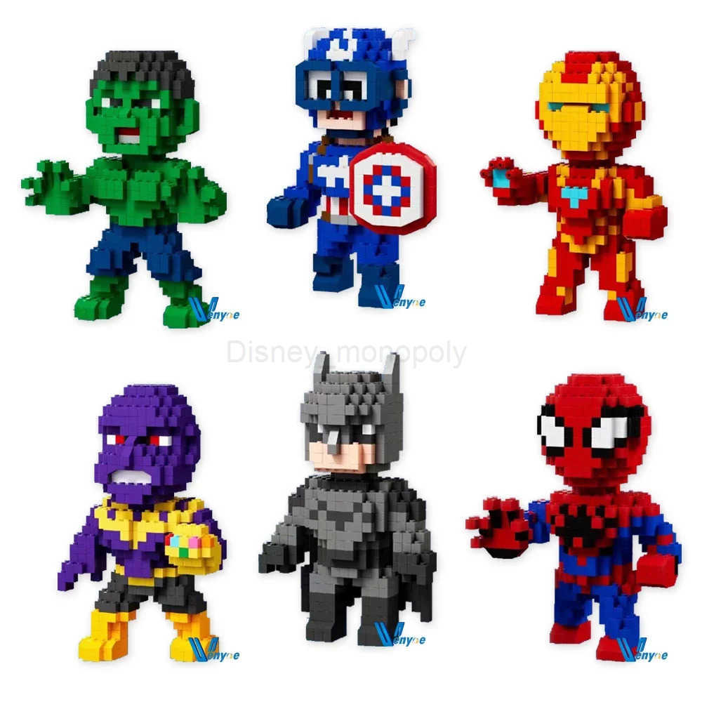 DisneySuper Hero Iron Man Thanos Micro Building Blocks Batman Spider-Man Model Hulk Mini Brick Captain America Toys For Christmas Gift Z250409