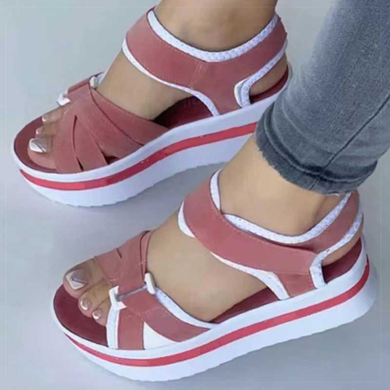 New Arrival Womens mixed color wedge high-heeled sandals summer sandals womens high-heeled sandals platform summer sandals T250409