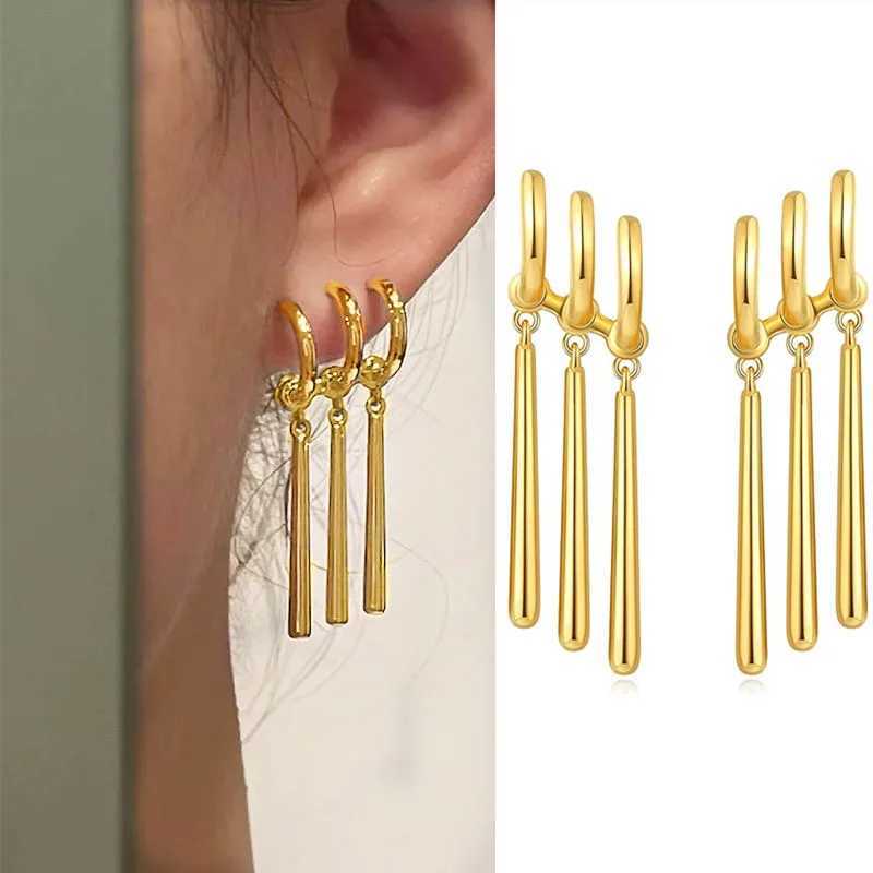 1Pair One Piece Zoro Anime Earrings Women Men Cosplay Earrings Piercing Jewelry Fashion Fake Triple Earring Dangle Long Earing Z250408