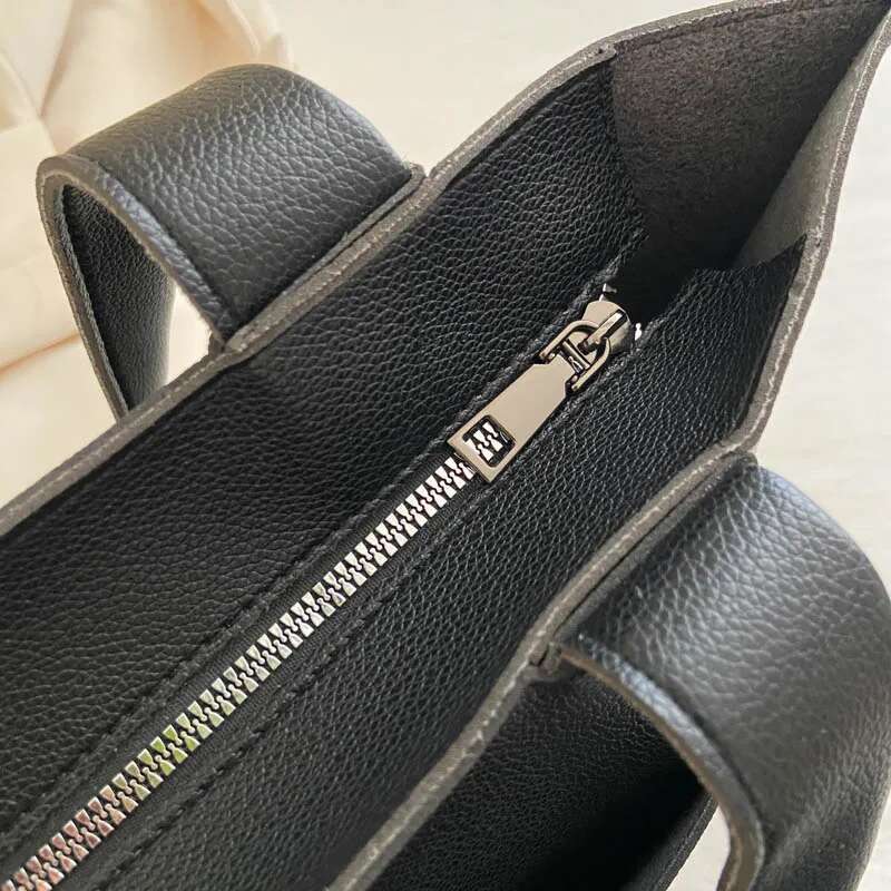 MOODS Zippered Tote Bags For Women Litchi Pattern Soft PU Leather Big Capacity Shopper Shoulder Bag 2024 Designer Handbag