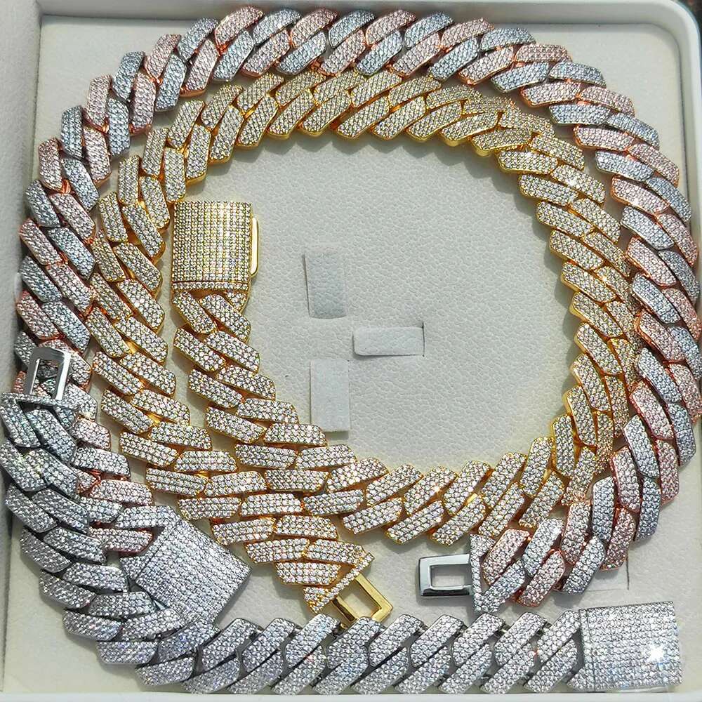 High Quality Hip Hop Jewelry 20mm Bling Iced Out Necklace Three Row Thick And Heavy Cuban Link Chain Necklace For Men