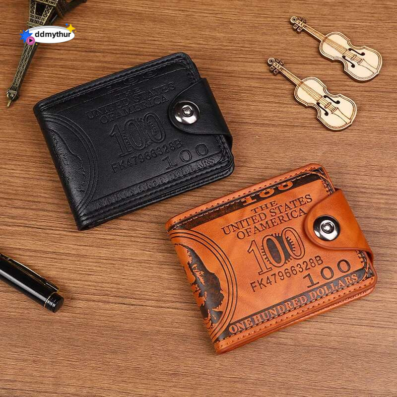 Male Leather Walet Photo Card Holder Fashion Large Capacity Wallet Purse Bag Men's Wallets With 100 US PatternWallet ddmythur