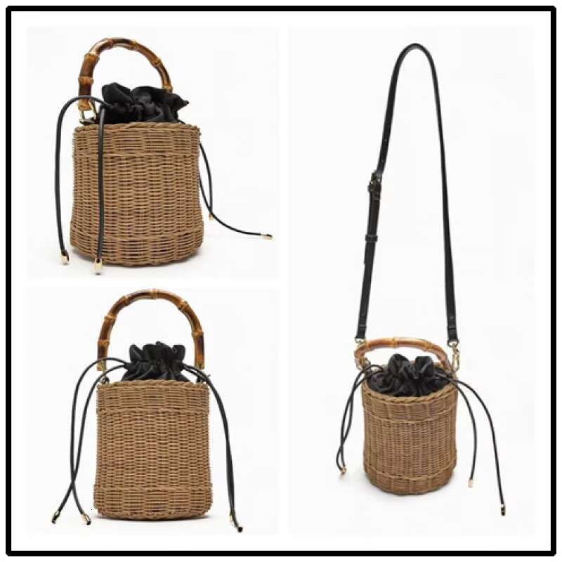 Zanew Rattan Woven Bag Single Shoulder Handbag Crossbody Straw Women's