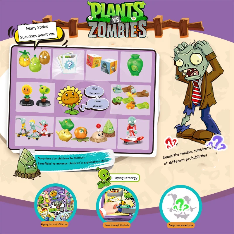 Plants vs. Zombies 2 Blind Box Cave Fun Toy Set Action Figures Fun lottery blind box Ornaments Party Sweepstakes Game Kid Gift