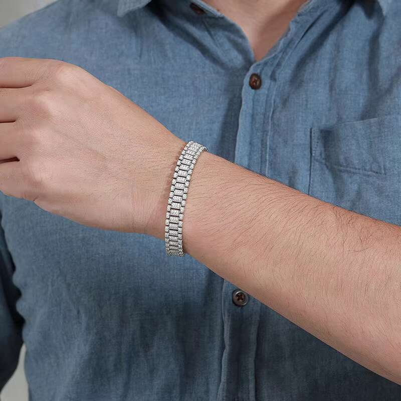 Moissanite bracelet couple 925 silver fine design European and American series full diamond bracelet