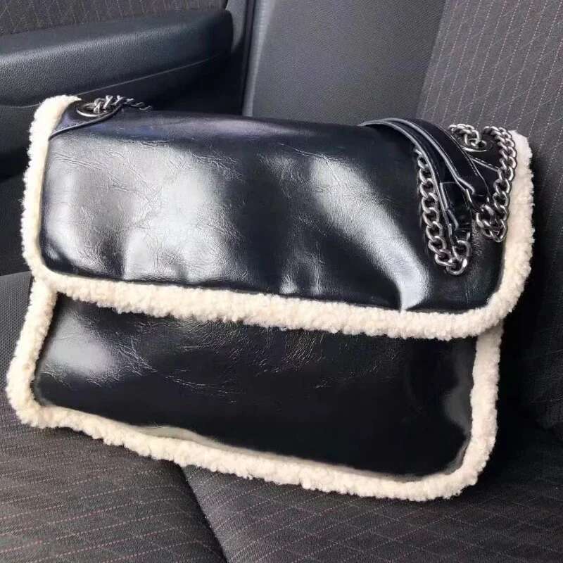 Y2k Aesthetic Fashion Vintage Trend Shoulder Bag Women Patchwork Fluffy Casual Underarm Bags Streetwear All Match Handbags Femme