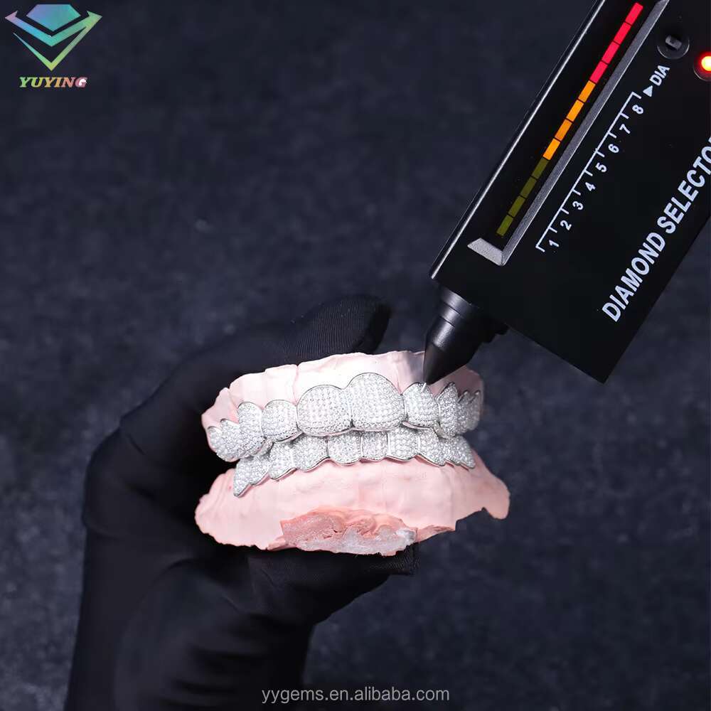 Hip Hop Custom Diamond Grillz Real 925 Sterling Silver 18K Gold Plated Moissanite Diamond Hip Hop Grillz for Mens Jewelry