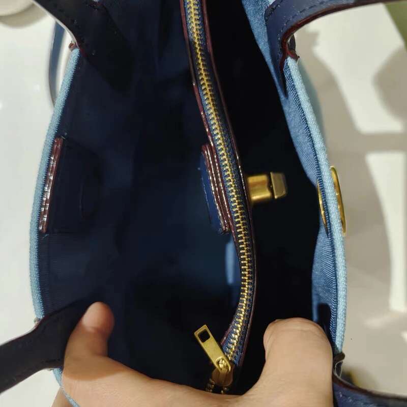 England Style Denim Small Tote Bags For Women Designer Handbags Purses 2024 New In Vintage Lock Top Handle Cloth Shoulder