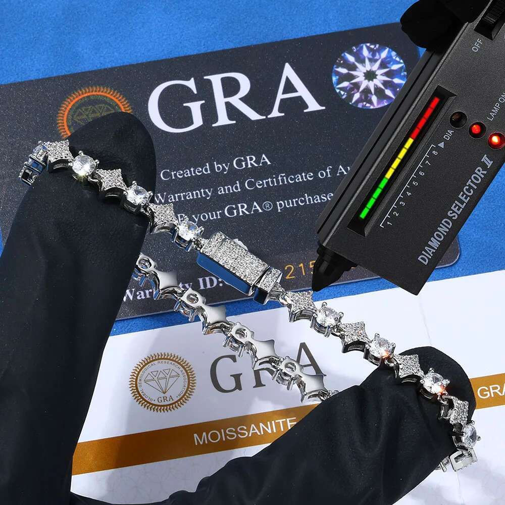 VVS Diamond Star Tennis Chain Necklace Bling Iced out 925 Sterling Silver 100% Real Moissanite Fashion Jewelry Men And Women