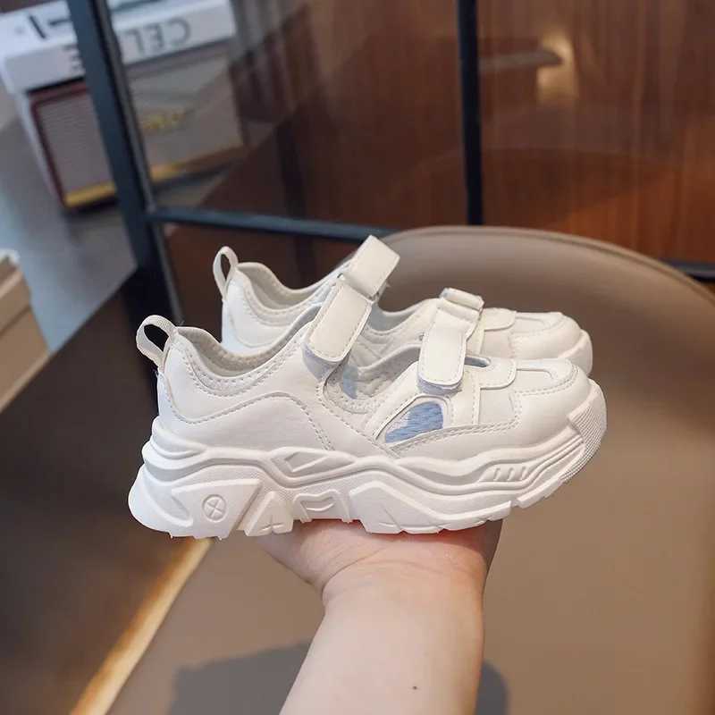 2023 new childrens sports shoes suitable for boys hook and loop solid color breathable simple anti slip childrens fashion summer girls sports shoes X2