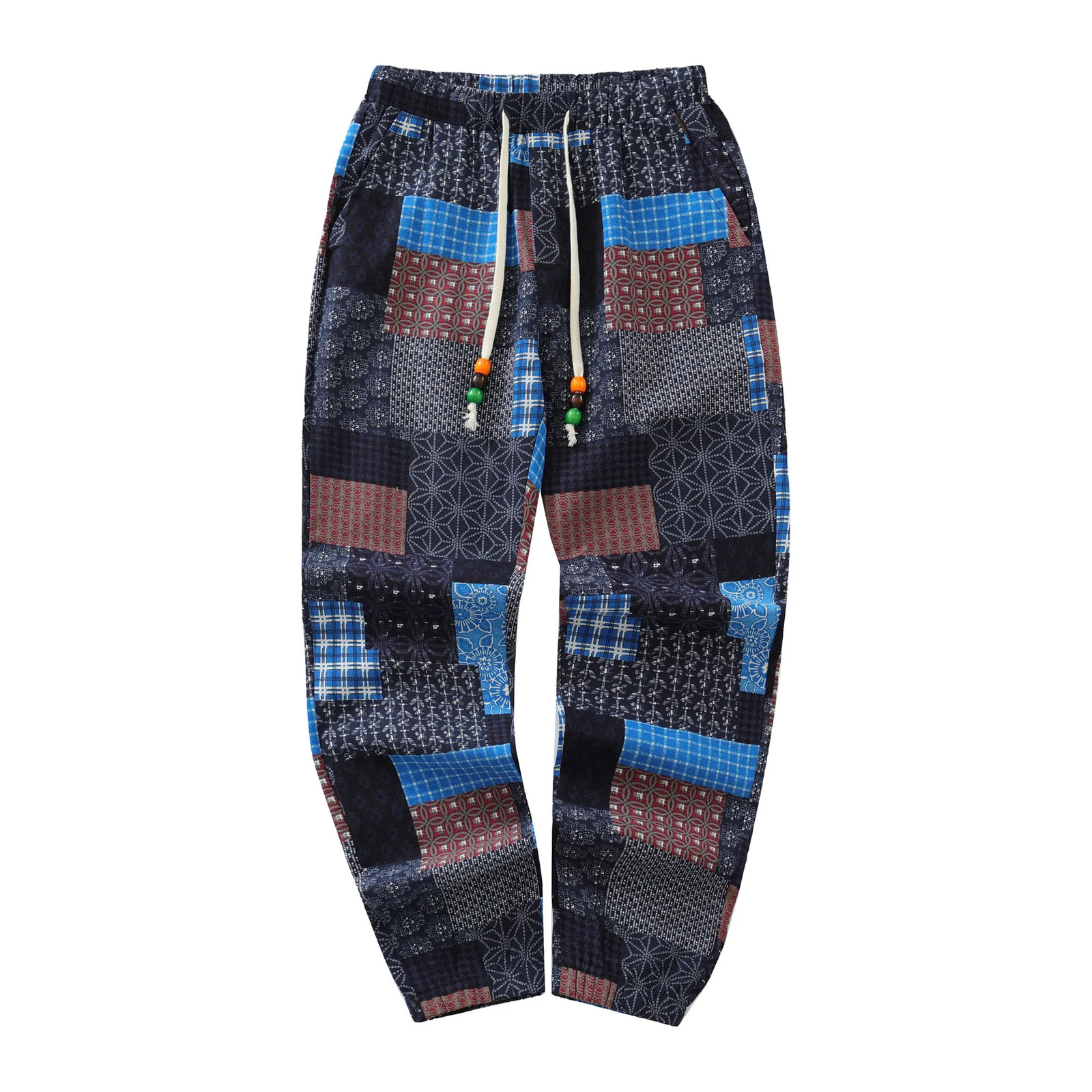Cotton Linen Blend Mens Casual Drawstring Graphic Print Vintage Style Pants With Pockets For Outdoor Activities Trousers 250408