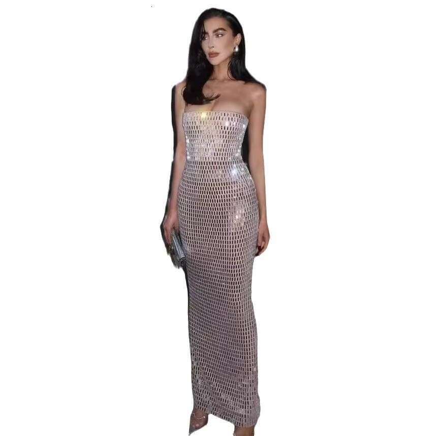 Hot-Selling Fashion Rhinestone Women's Strapless Sexy Solid Color Party Evening Bodycon Night club dress SEXY DRESSES FOR WOMEN