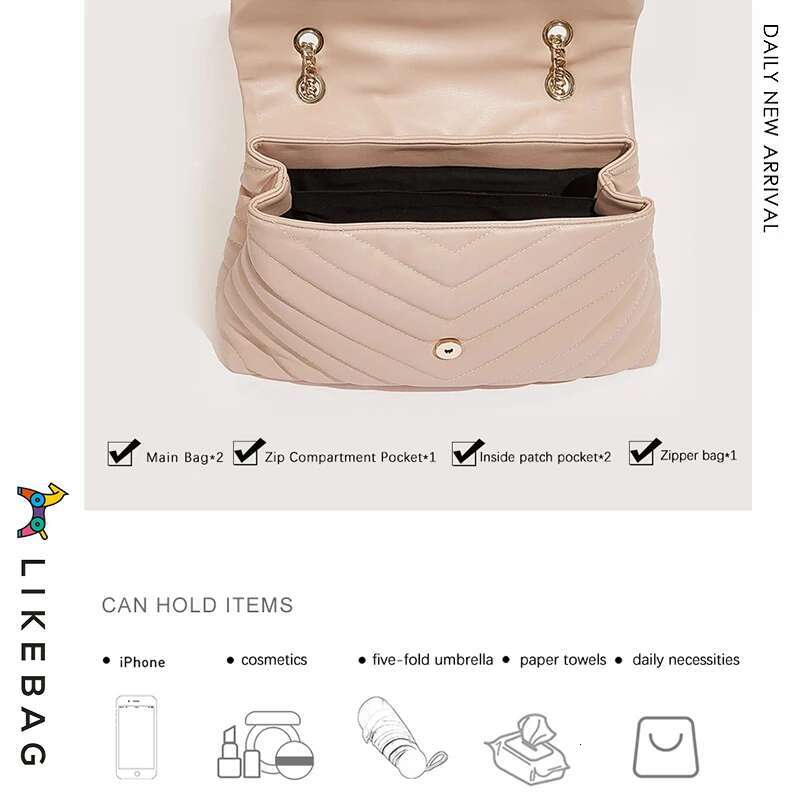 LIKEBAG Ins Style High Capacity Tote Solid Color Classic Plaid Leather Single Shoulder Bag For Women