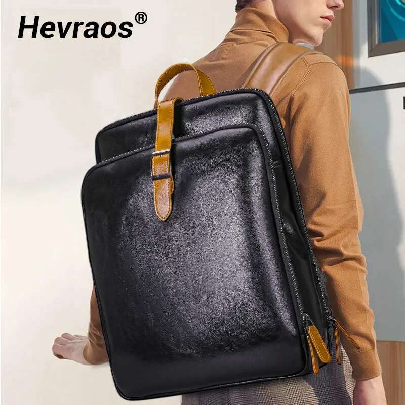 Split Waterproof Business Laptop Backpack Casual Student Schoolbag Leather Men Travel Backpacks New Design