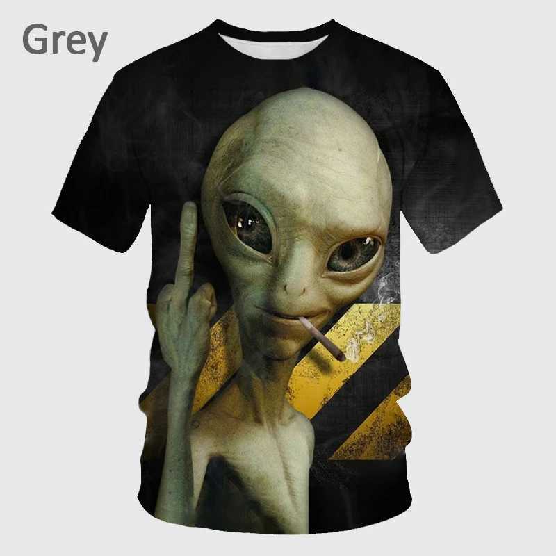 Interesting alien graphic mens T-shirt 3D UFO invader printed T-shirt fashionable womens clothing cool childrens T-shirt y2k short sleevedXJ250409