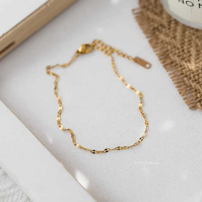 Stainless Steel Anklets Women Metal Gold Color Charm Anklets Beach Barefoot Sandal Foot Jewelry Waterproof Accessories Femme Z250408