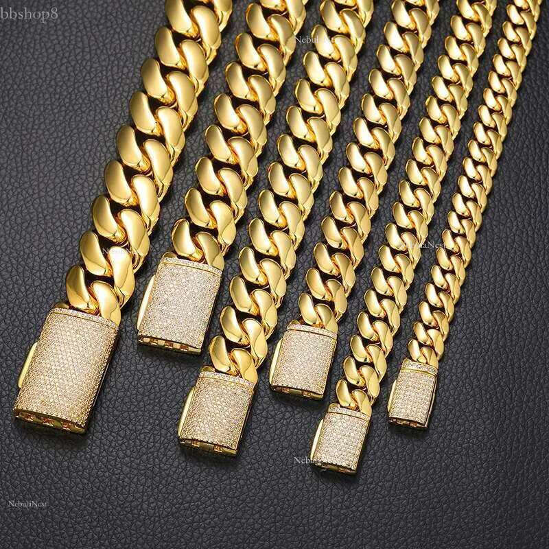 10-22mm Hip Hop Miami Cuban k Chain Bracelet TopBg 5AAA+ CZ 14K Real Gold Plated Men Jewelry