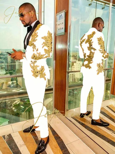 grooms wedding evening gown with gold sequins and black decals ultra-thin mens suit suitable for clothing mens wedding ball set 250408