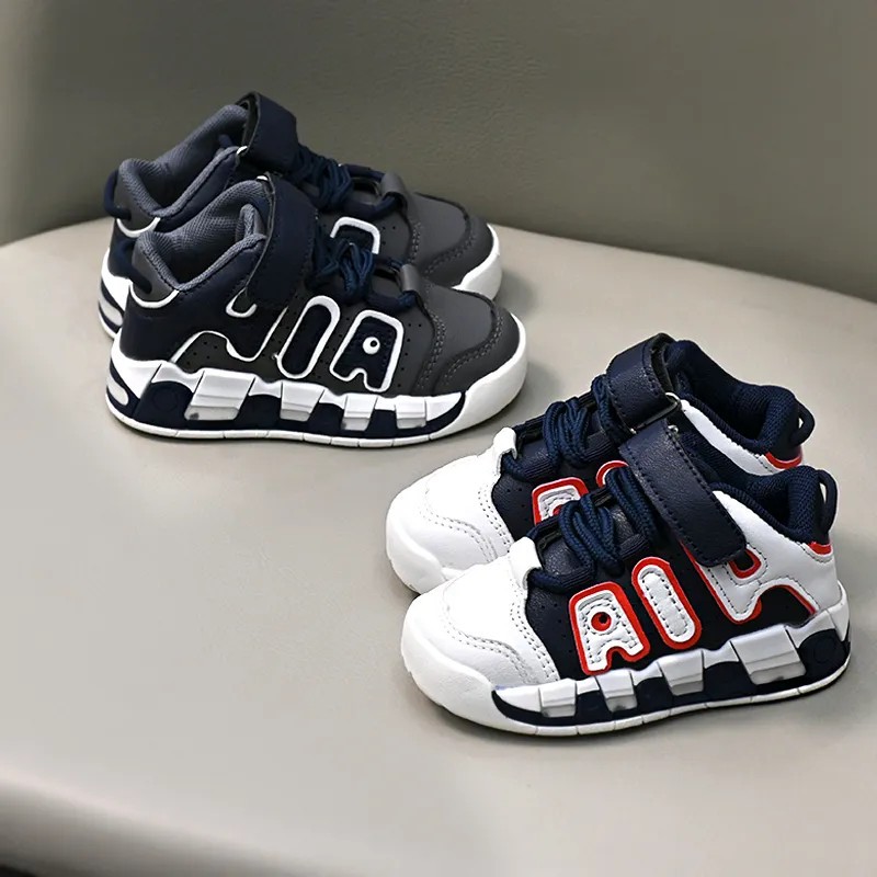 Free Shipping 2025 Children's High Top B-ball Shoes, Big Air Cushion Shock Absorbing Sneakers, Unisex Boys Girls Casual Wear