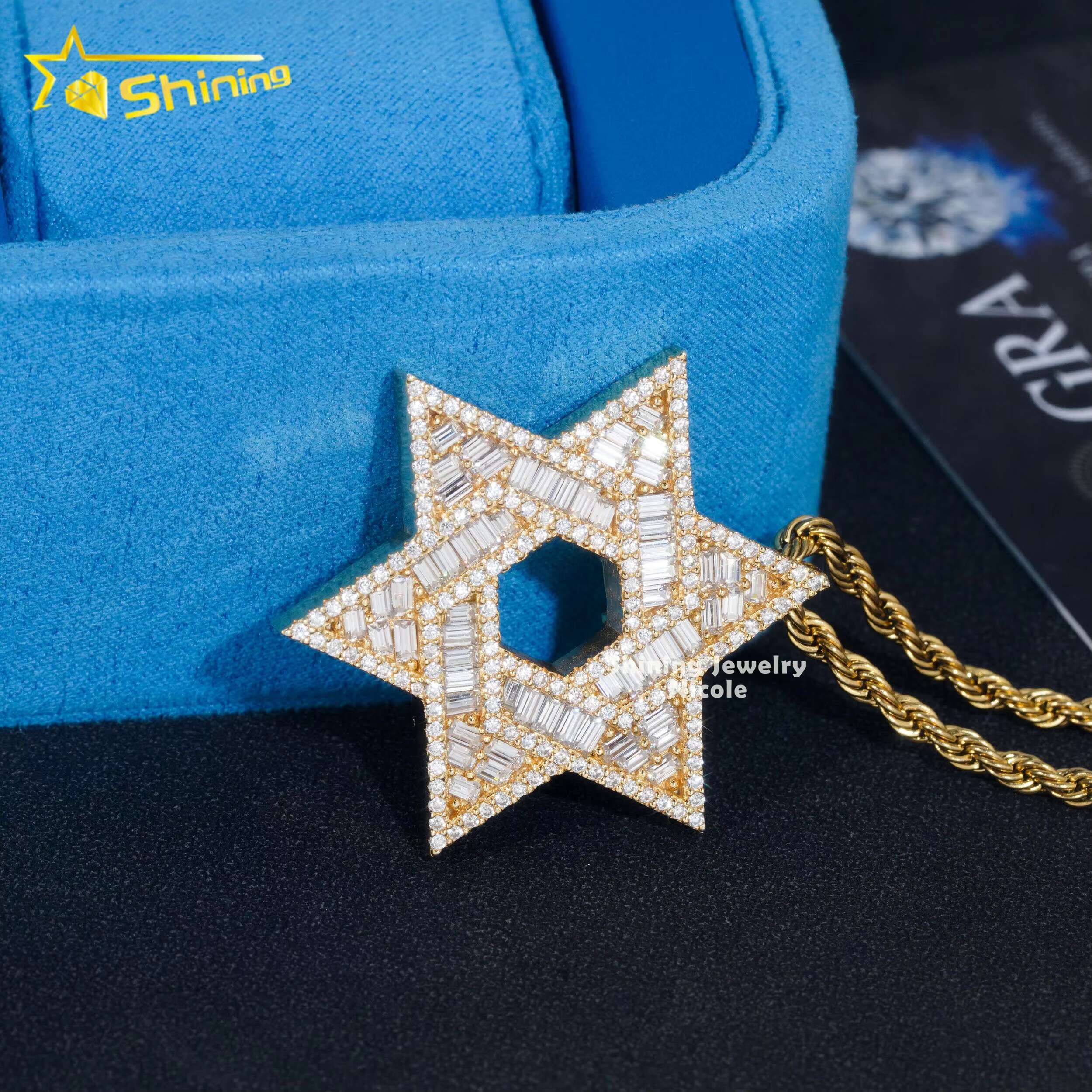 Custom High Quality Hip Hop Star 925 Sterling Silver Iced Out Baguette VVS Diamond Moissanite Pendant