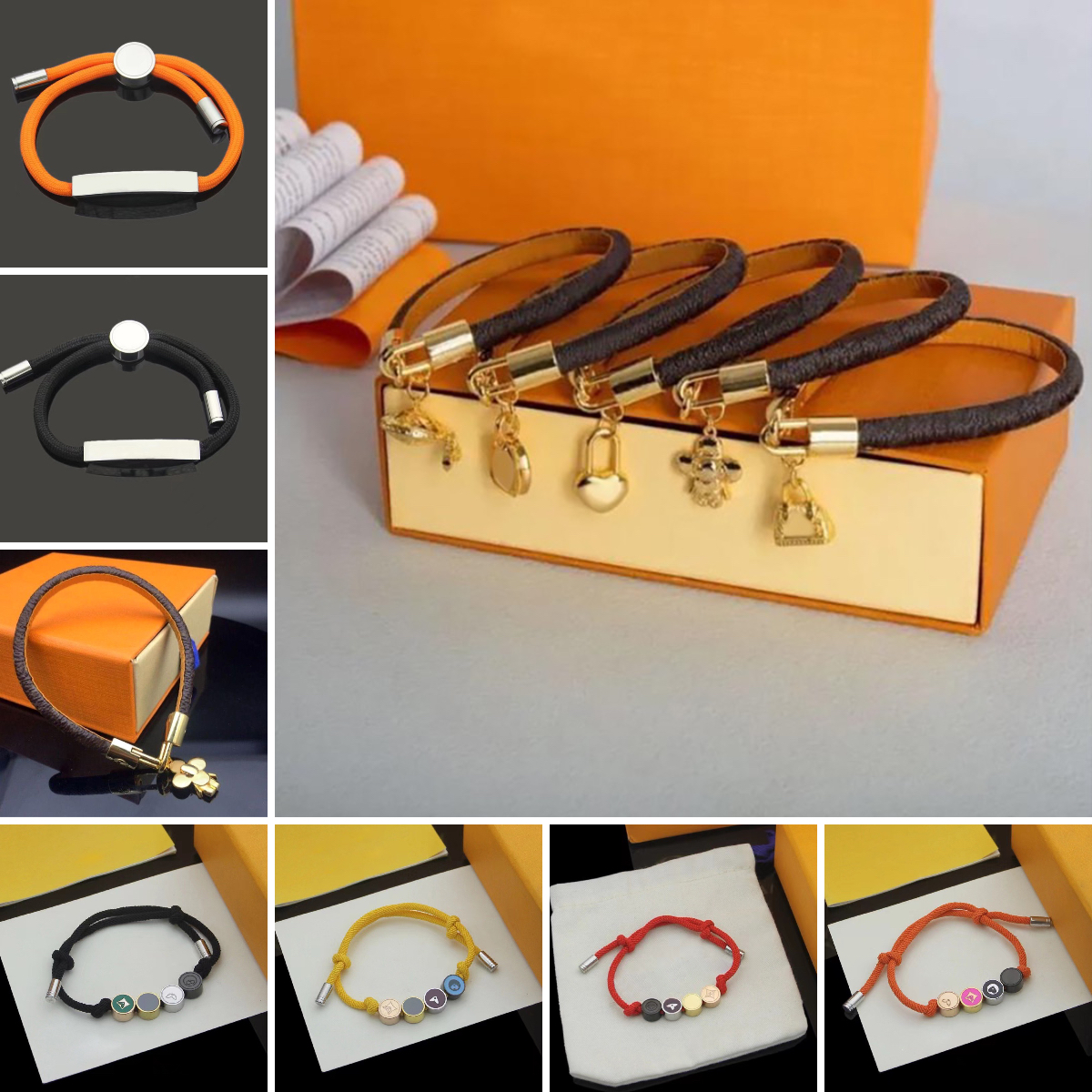 leather bracelets luxury jewelry women bracelet luxe Vintage jewelry European and American fashion stainless steel flower rope bracelet woman designer braclet