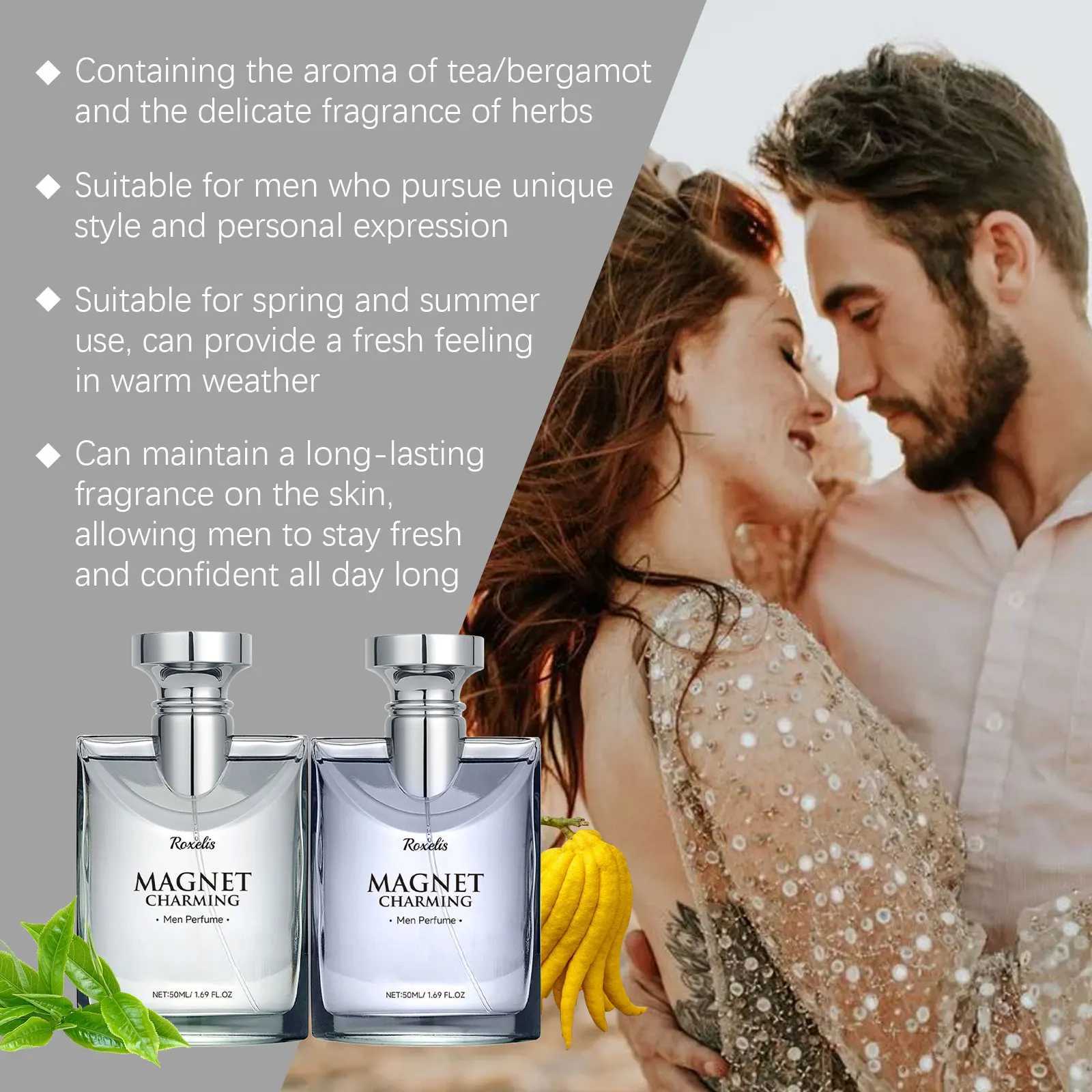 Roxelis 50ml magnetic charm mens perfume spray tea perfume bergamot fragrance natural fresh flirting pheromone gentleman perfumeXJ250409