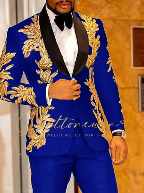 grooms wedding evening gown with gold sequins and black decals ultra-thin mens suit suitable for clothing mens wedding ball set 250408