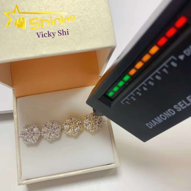 Fine Jewelry Screw Back Flower Shape Stud Earrings Pass Diamond Tester 925 Silver Women Moissanite Earrings