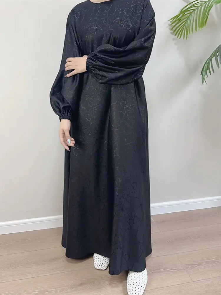 Eid al Fitr satin Dubai long modest dress Abaya Damen Islamic Kaftan African women Ka Robe Musulmane 250409
