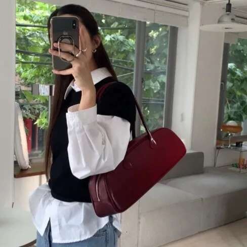 Ins Blogger Favor Fashion Cowhide Handbag Underarm Bag Good Mix Women's Purse