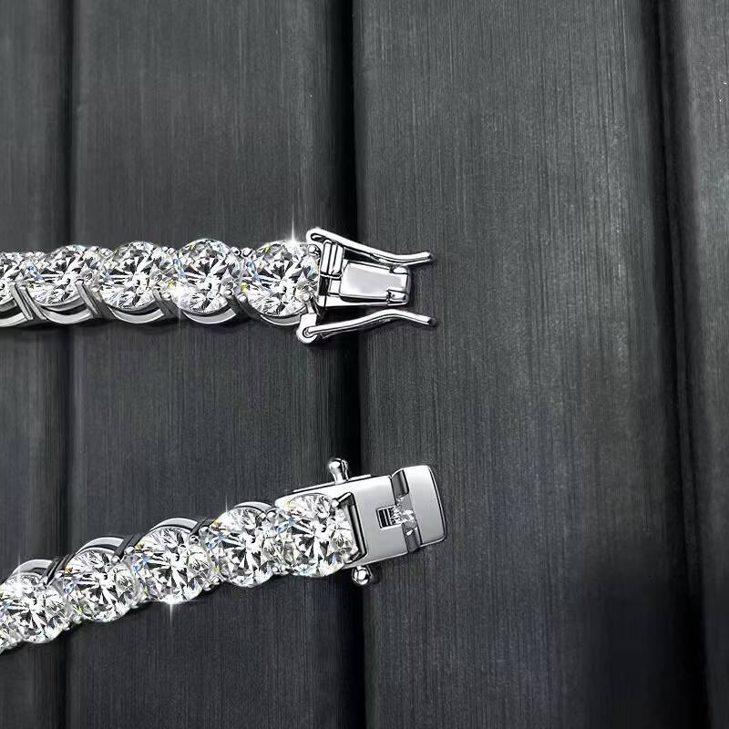 Custom Moissanite Tennis Necklace 925 Silver VVS 3mm Round Iced Out Men Hip Hop Jewelry Link Moissanite Chain