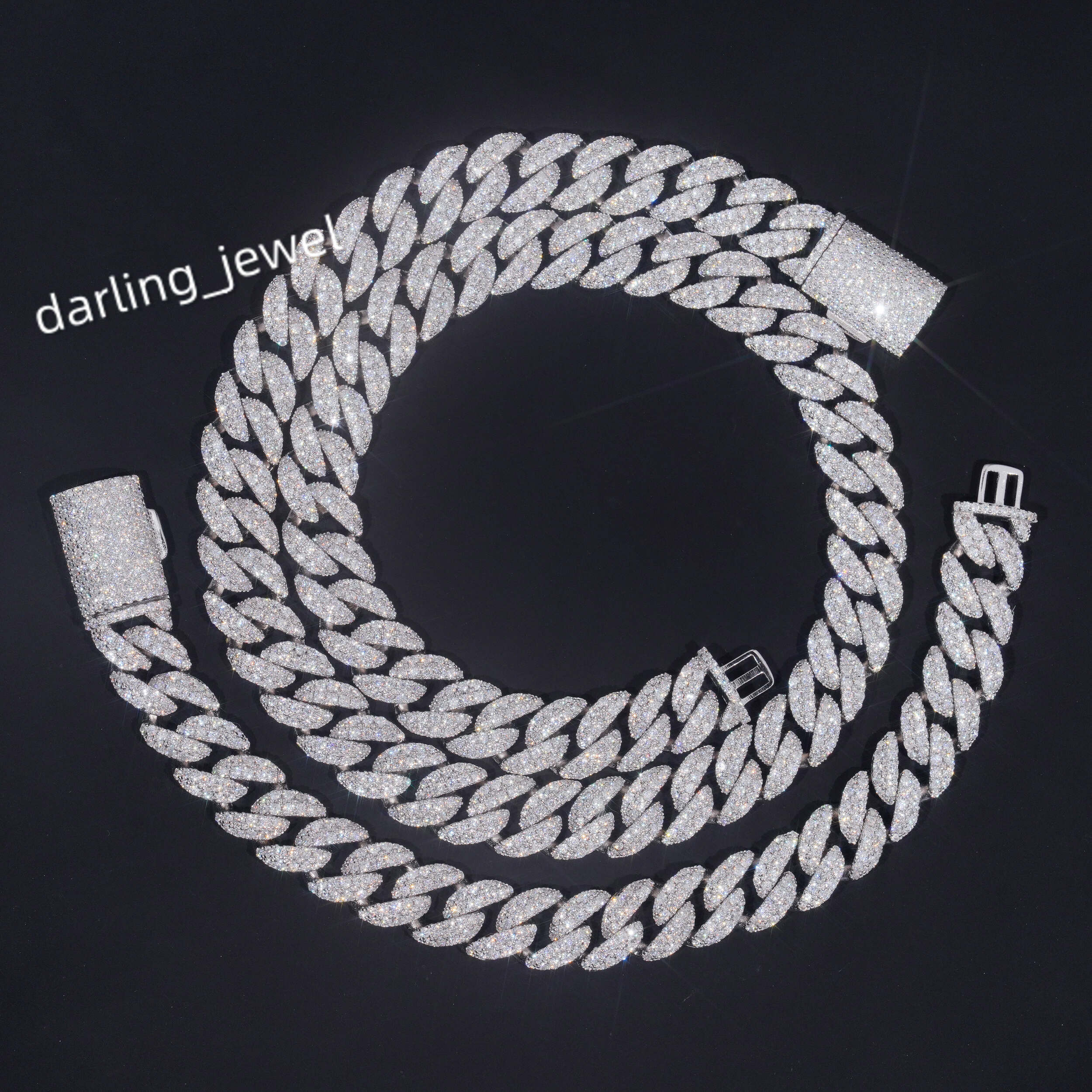 Hot Sale 12mm Cuban Link Chain Moissanite Pass Diamond Tester GRA Certificated Diamonds 925 Silver Gold Plated Moissanite Chain