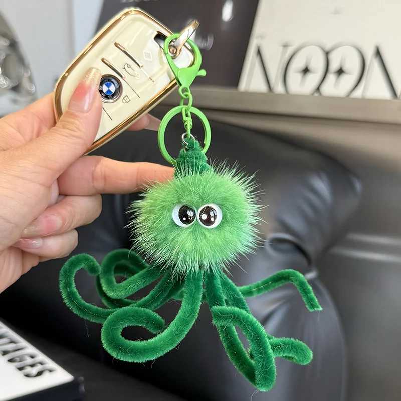 Cute mink octopus plush toy keychain stuffed animal doll Kaii keychain womens bag car plush keychain pendant girl giftXJ250409